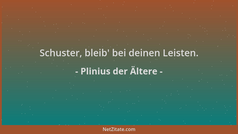 Plinius der Ältere - Schuster, bleib ' bei deinen Leisten....