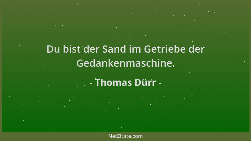 Thomas Dürr - Du bist der Sand im Getriebe der Gedankenmaschine....
