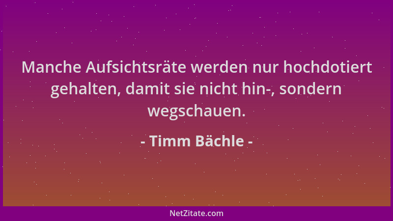 Timm Bächle - Manche Aufsichtsräte werden nur hochdotiert gehalten, damit sie nicht hin-, sondern wegschauen....