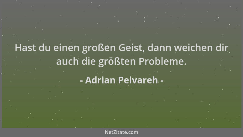 Adrian Peivareh - Hast du einen großen Geist, dann weichen dir auch die größten Probleme....