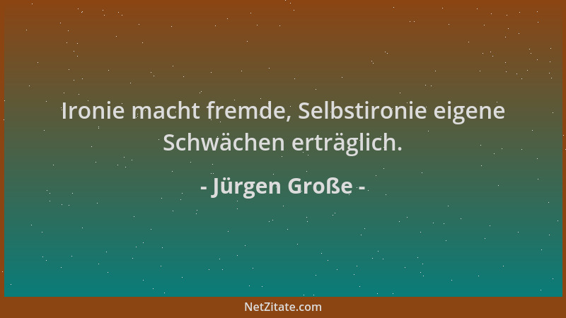 Jürgen Große - Ironie macht fremde, Selbstironie eigene Schwächen erträglich....