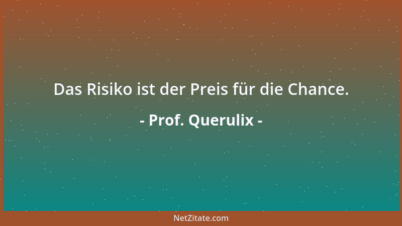 Prof. Querulix - Das Risiko ist der Preis für die Chance....