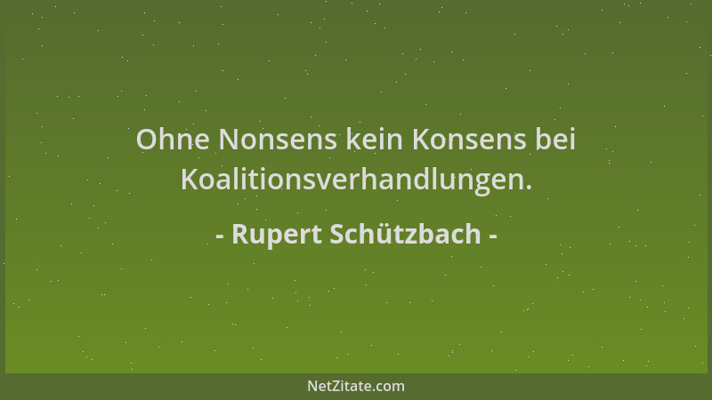 Rupert Schützbach - Ohne Nonsens kein Konsens bei Koalitionsverhandlungen....