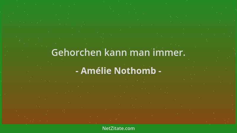 Amélie Nothomb - Gehorchen kann man immer....