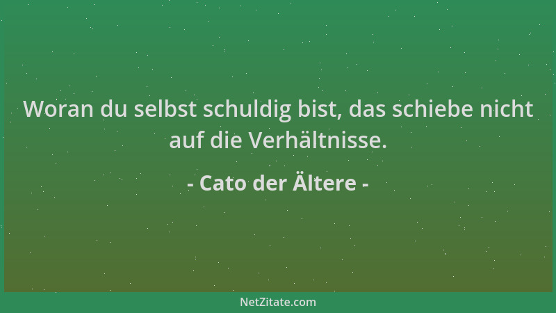 Cato der Ältere - Woran du selbst schuldig bist, das schiebe nicht auf die Verhältnisse....