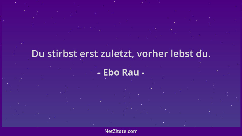 Ebo Rau - Du stirbst erst zuletzt, vorher lebst du....
