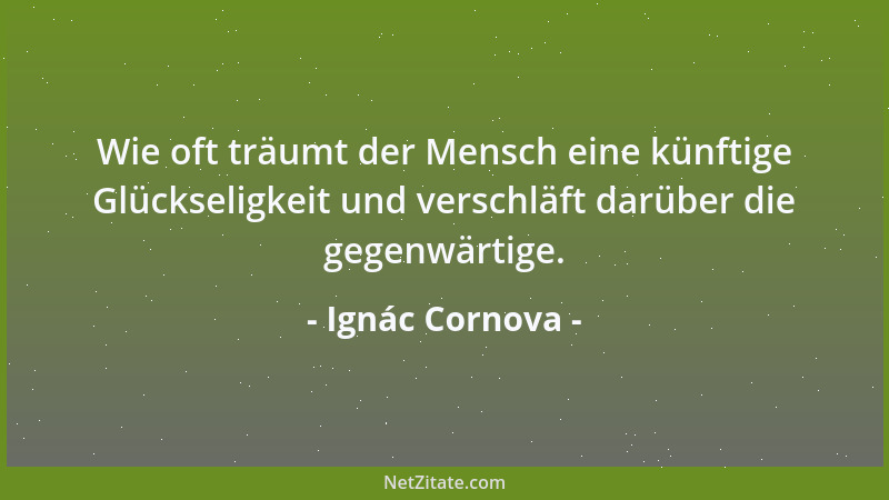 Ignác Cornova - Wie oft träumt der Mensch eine künftige Glückseligkeit und verschläft darüber die gegenwärtige....