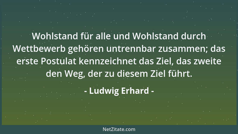 Ludwig Erhard - Wohlstand für alle und Wohlstand durch Wettbewerb gehören untrennbar zusammen; das erste Postulat kennzeich...