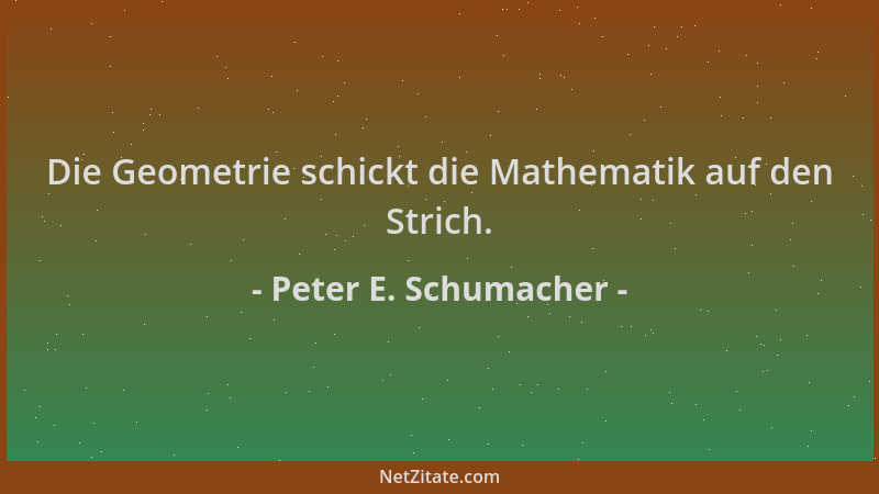 Peter E. Schumacher - Die Geometrie schickt die Mathematik auf den Strich....