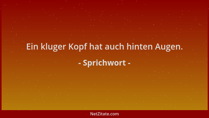 Sprichwort - Ein kluger Kopf hat auch hinten Augen....