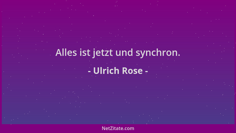 Ulrich Rose - Alles ist jetzt und synchron....