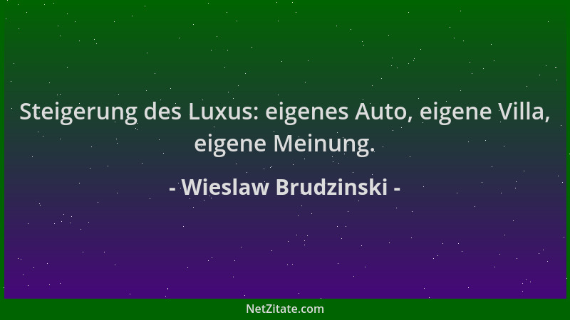 Wieslaw Brudzinski - Steigerung des Luxus: eigenes Auto, eigene Villa, eigene Meinung....