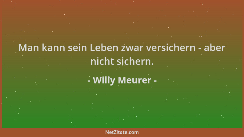 Willy Meurer - Man kann sein Leben zwar versichern - aber nicht sichern....