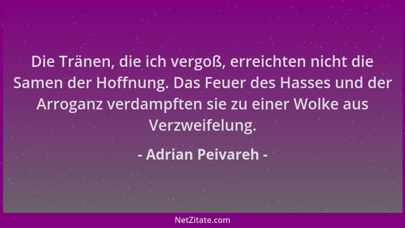 Adrian Peivareh - Die Tränen, die ich vergoß, erreichten nicht die Samen der Hoffnung. Das Feuer des Hasses und der Arrogan...