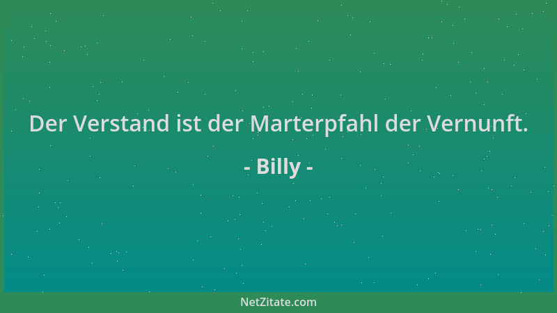 Billy - Der Verstand ist der Marterpfahl der Vernunft....