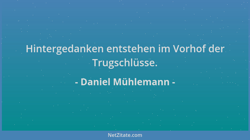 Daniel Mühlemann - Hintergedanken entstehen im Vorhof der Trugschlüsse....