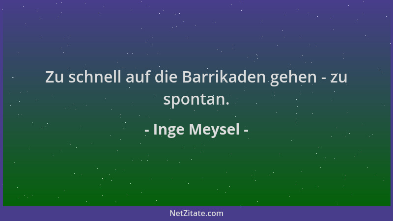 Inge Meysel - Zu schnell auf die Barrikaden gehen - zu spontan....