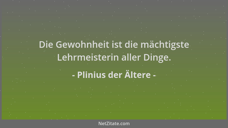 Plinius der Ältere - Die Gewohnheit ist die mächtigste Lehrmeisterin aller Dinge....