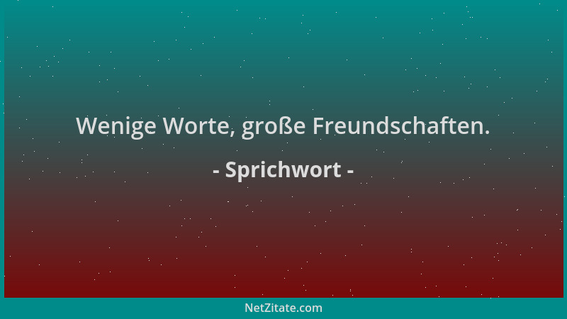 Sprichwort - Wenige Worte, große Freundschaften....