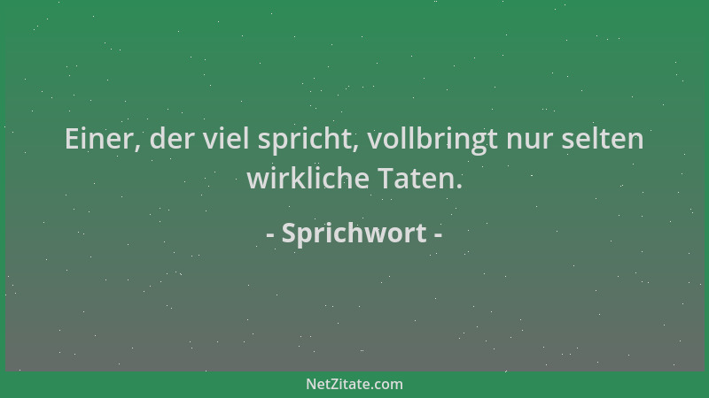 Sprichwort - Einer, der viel spricht, vollbringt nur selten wirkliche Taten....