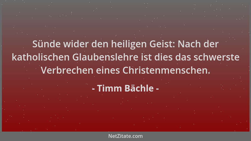 Timm Bächle - Sünde wider den heiligen Geist: Nach der katholischen Glaubenslehre ist dies das schwerste Verbrechen eines C...