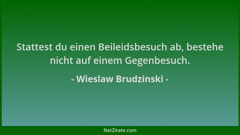 Wieslaw Brudzinski - Stattest du einen Beileidsbesuch ab, bestehe nicht auf einem Gegenbesuch....