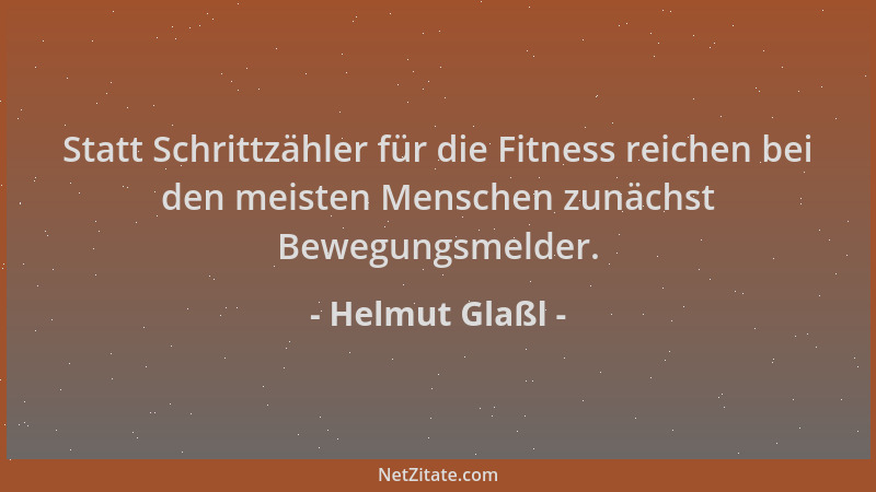 Helmut Glaßl - Statt Schrittzähler für die Fitness reichen bei den meisten Menschen zunächst Bewegungsmelder....