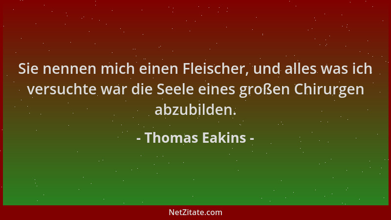Thomas Eakins - Sie nennen mich einen Fleischer, und alles was ich versuchte war die Seele eines großen Chirurgen abzubilde...