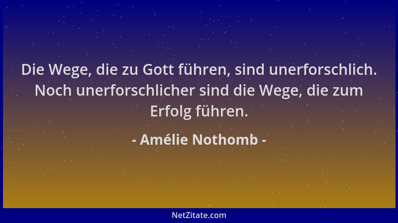 Amélie Nothomb - Die Wege, die zu Gott führen, sind unerforschlich. Noch unerforschlicher sind die Wege, die zum Erfolg füh...