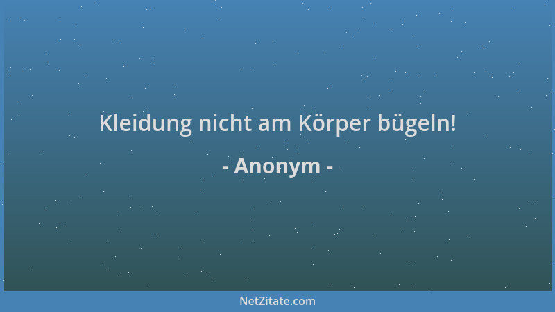 Anonym - Kleidung nicht am Körper bügeln!...