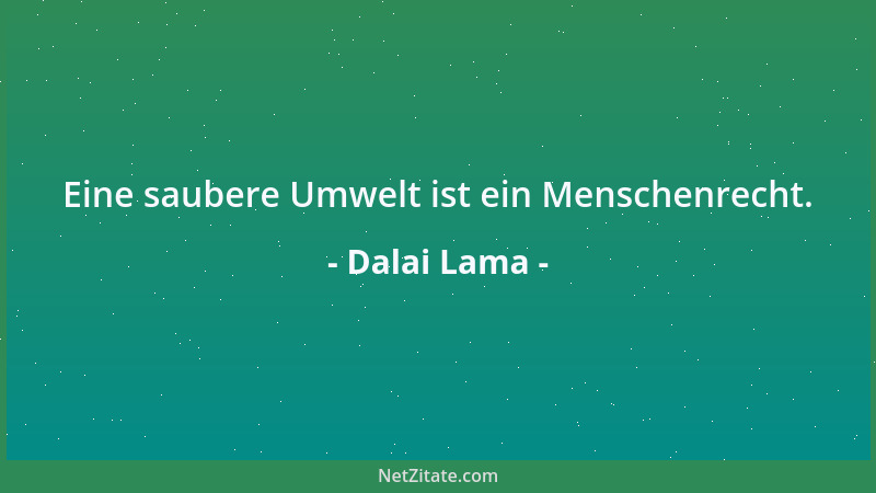 Dalai Lama - Eine saubere Umwelt ist ein Menschenrecht....