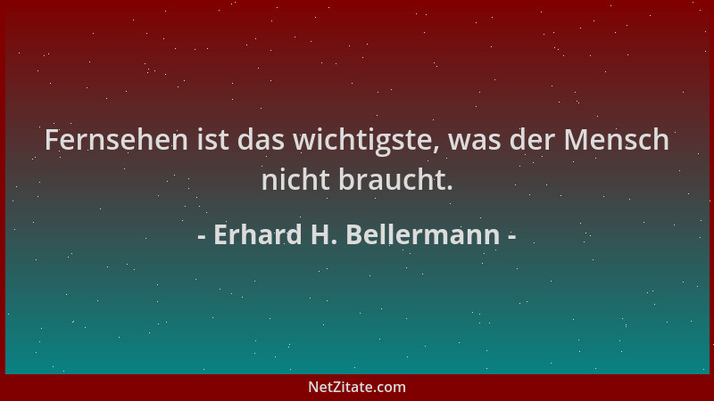 Erhard H. Bellermann - Fernsehen ist das wichtigste, was der Mensch nicht braucht....