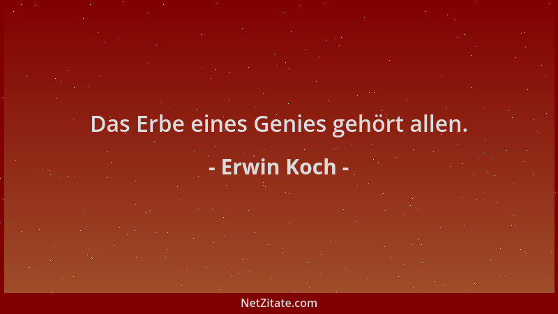 Erwin Koch - Das Erbe eines Genies gehört allen....