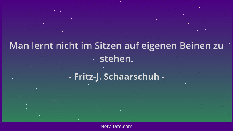 Fritz-J. Schaarschuh - Man lernt nicht im Sitzen auf eigenen Beinen zu stehen....