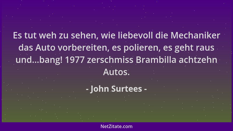 John Surtees - Es tut weh zu sehen, wie liebevoll die Mechaniker das Auto vorbereiten, es polieren, es geht raus und...bang...