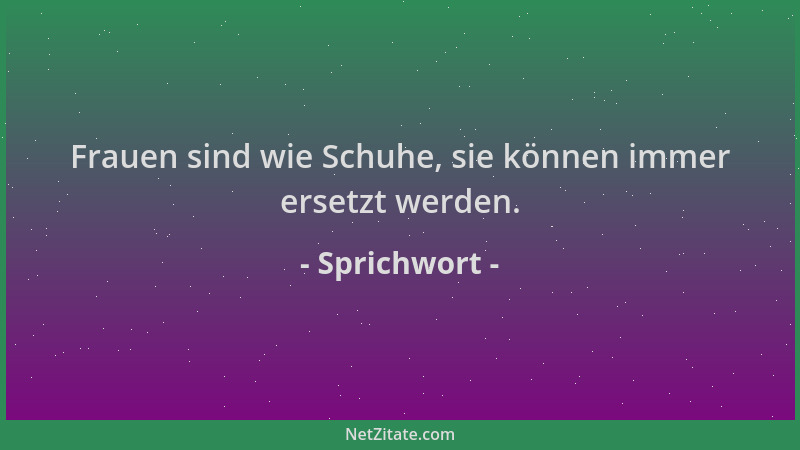 Sprichwort - Frauen sind wie Schuhe, sie können immer ersetzt werden....