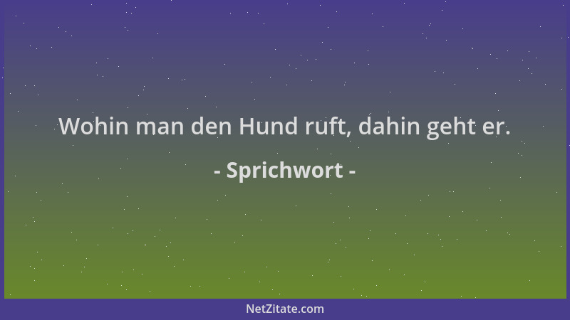 Sprichwort - Wohin man den Hund ruft, dahin geht er....