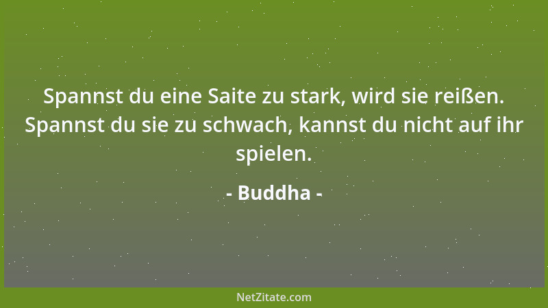 Buddha - Spannst du eine Saite zu stark, wird sie reißen. Spannst du sie zu schwach, kannst du nicht auf ihr spielen....