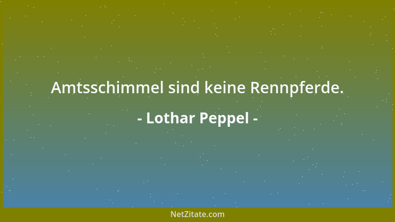 Lothar Peppel - Amtsschimmel sind keine Rennpferde....