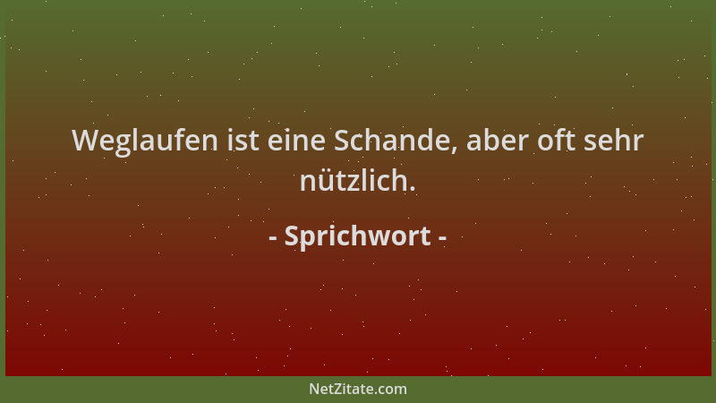 Sprichwort - Weglaufen ist eine Schande, aber oft sehr nützlich....