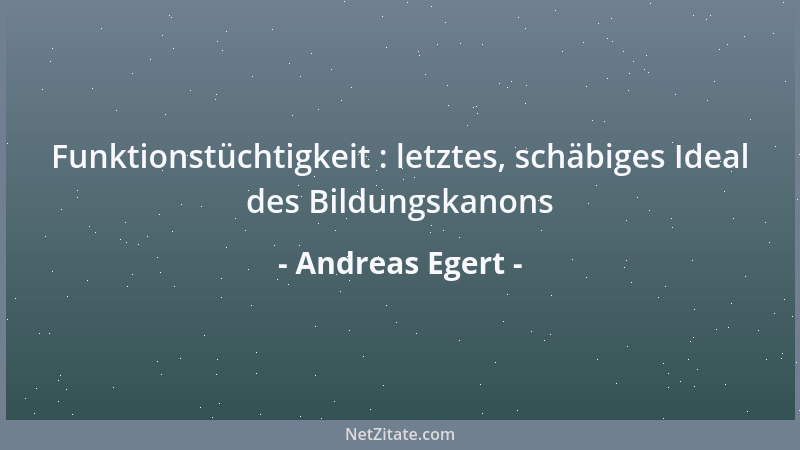 Andreas Egert - Funktionstüchtigkeit : letztes, schäbiges Ideal des Bildungskanons...