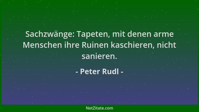 Peter Rudl - Sachzwänge: Tapeten, mit denen arme Menschen ihre Ruinen kaschieren, nicht sanieren....