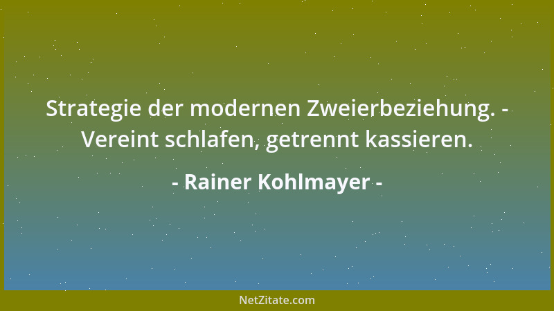 Rainer Kohlmayer - Strategie der modernen Zweierbeziehung. - Vereint schlafen, getrennt kassieren....