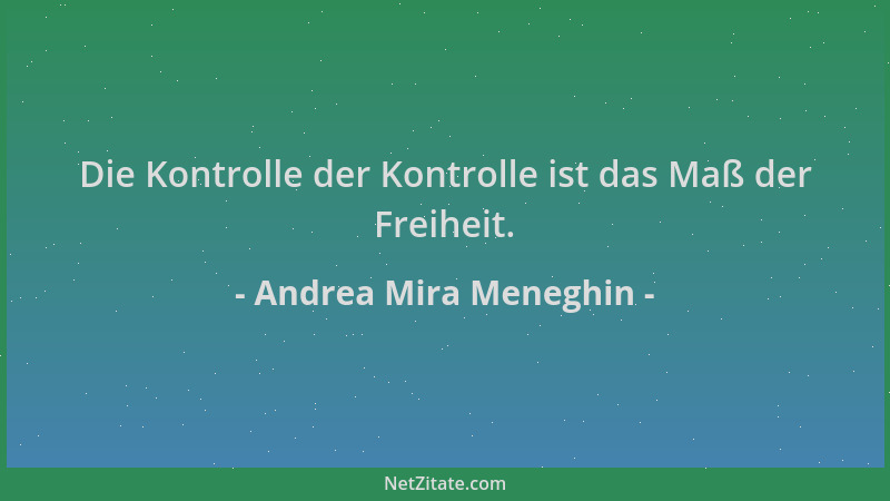 Andrea Mira Meneghin - Die Kontrolle der Kontrolle ist das Maß der Freiheit....