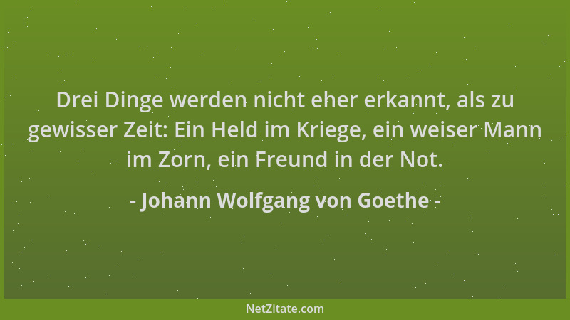 Johann Wolfgang von Goethe - Drei Dinge werden nicht eher erkannt, als zu gewisser Zeit: Ein Held im Kriege, ein weiser Man...