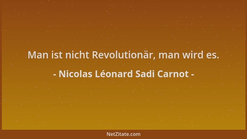 Nicolas Léonard Sadi Carnot - Man ist nicht Revolutionär, man wird es....