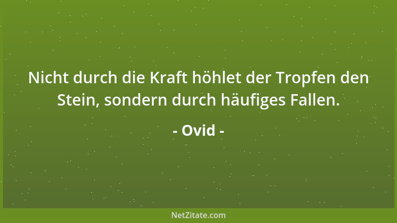 Ovid - Nicht durch die Kraft höhlet der Tropfen den Stein, sondern durch häufiges Fallen....