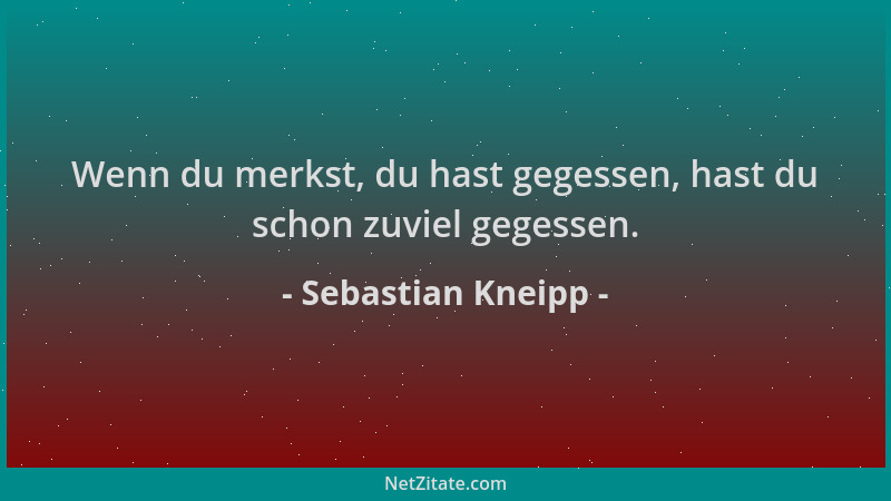 Sebastian Kneipp - Wenn du merkst, du hast gegessen, hast du schon zuviel gegessen....