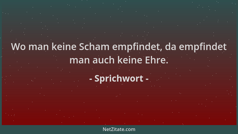 Sprichwort - Wo man keine Scham empfindet, da empfindet man auch keine Ehre....
