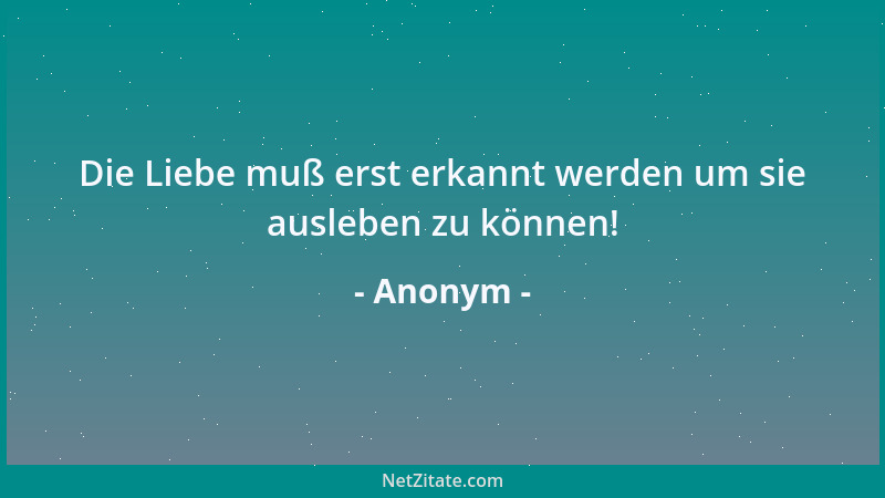 Anonym - Die Liebe muß erst erkannt werden um sie ausleben zu können!...